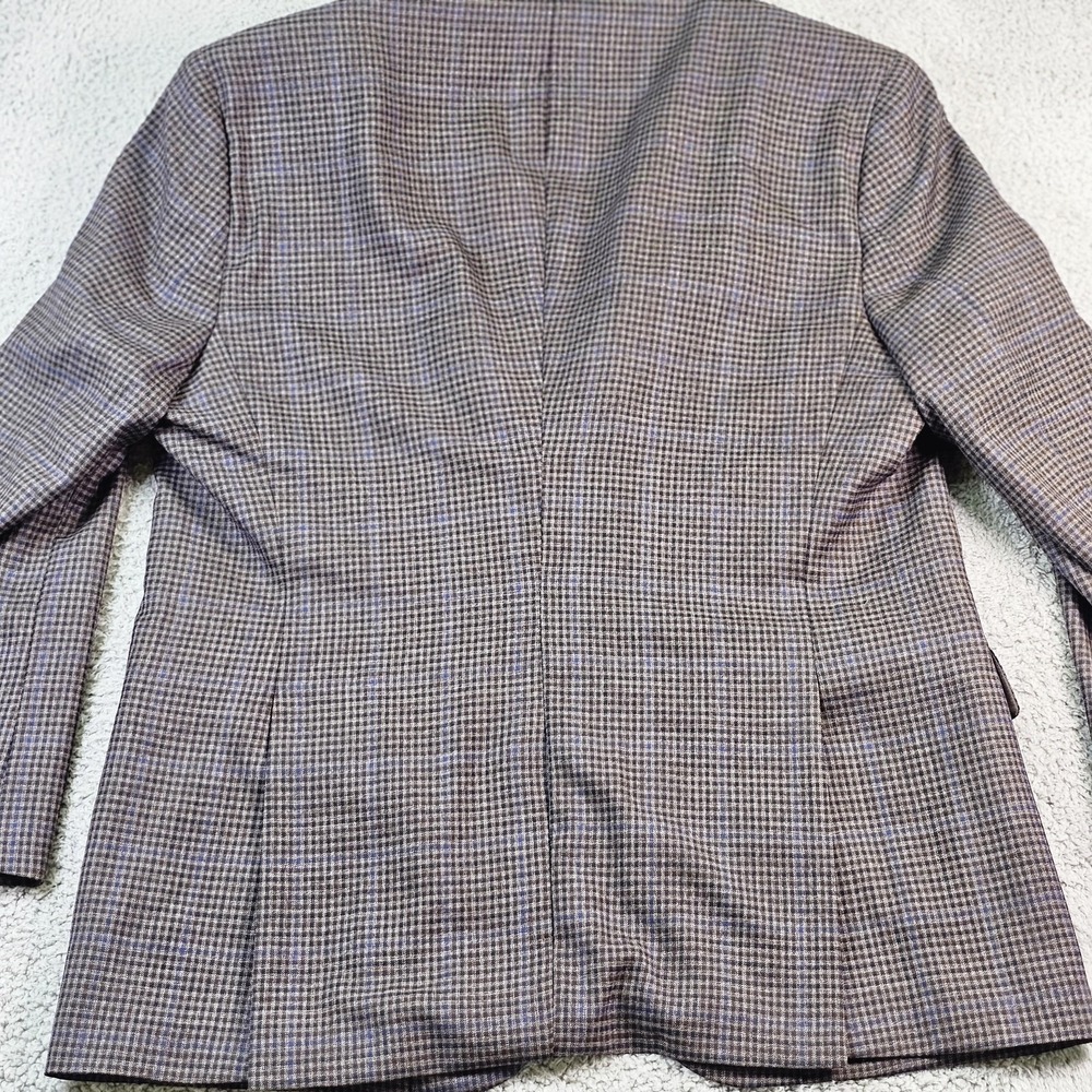 Jos. A. Bank Sport Coat Mens 46R Brown Plaid Wool Traveler Jacket Tailored Fit - Picture 11 of 15